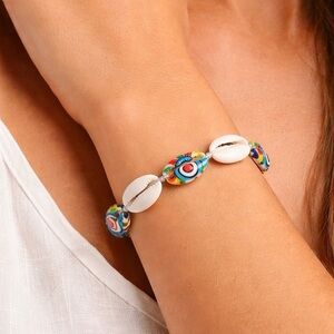 Cowrie Shell Bracelet | Colorful Beach Boho Adjustable Shell Jewelry